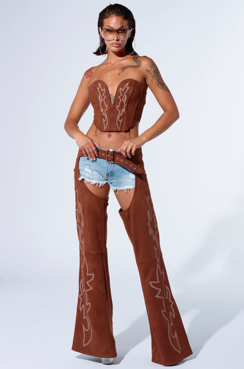 SMOKE HOUR SUEDE CHAPS IN BROWN