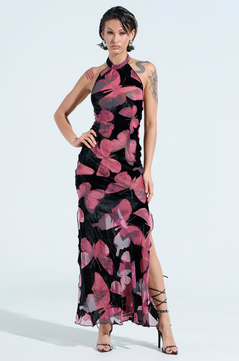 YOU GIVE ME BUTTERFLIES MESH MAXI DRESS