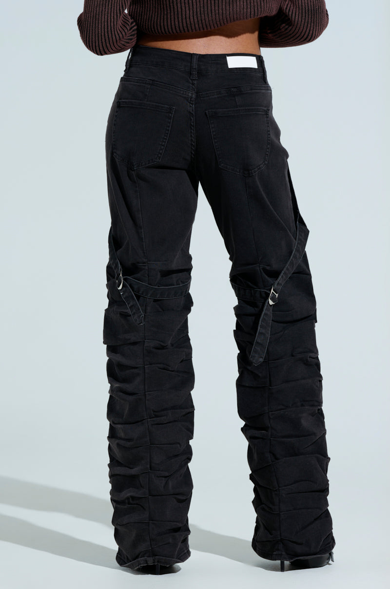 GOING CRAZY BLACK DENIM PANT WITH BUCKLE