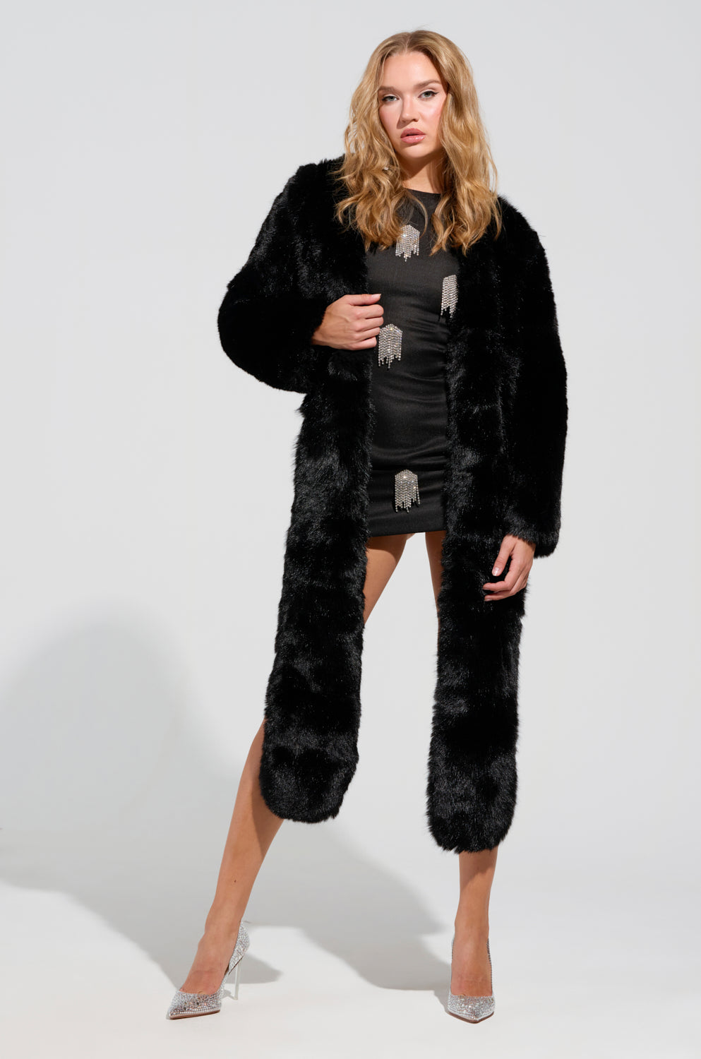 BUSINESS IN THE FRONT ASYMMETRICAL FUR BOLERO