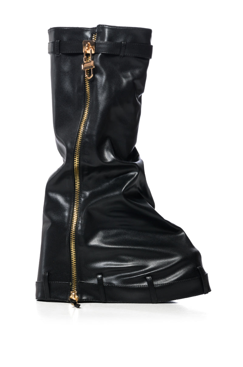 LOXODO BLACK PU FOLD OVER BOOT