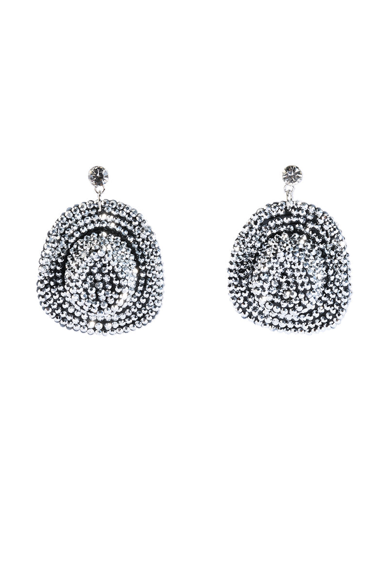 LETS RIDE COWGIRL HAT EARRING IN BLACK