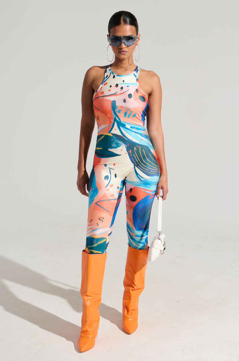 FEELIN MYSELF PRINTED JUMPSUIT