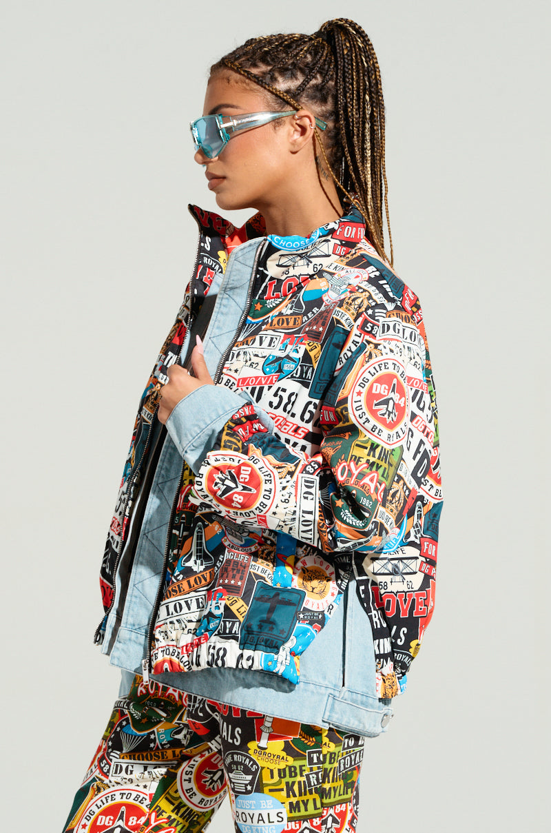 RED LIGHT LAYERED GRAPHIC BOMBER