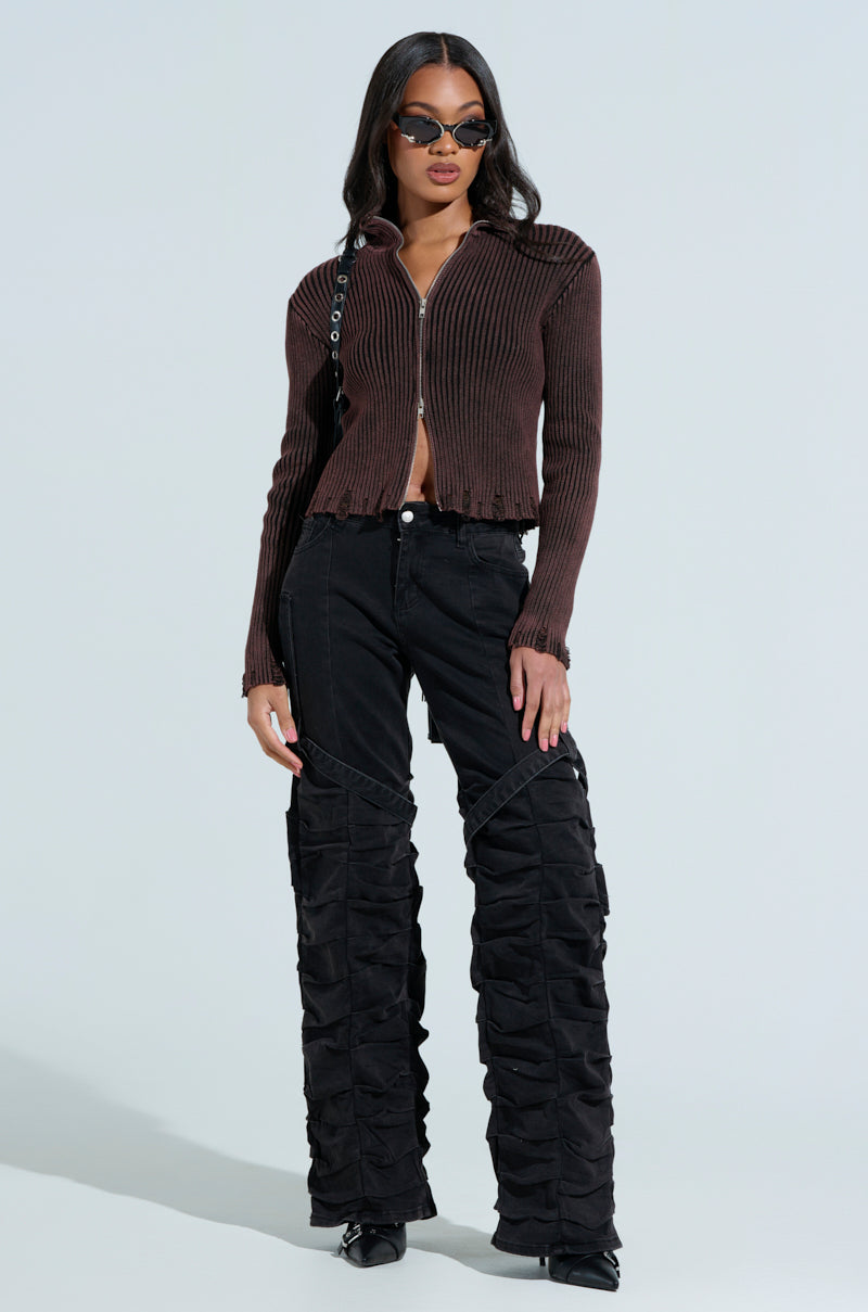 GOING CRAZY BLACK DENIM PANT WITH BUCKLE