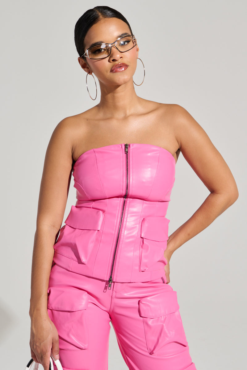 BUBBLEGUM SHORTY CORSET TOP IN PINK