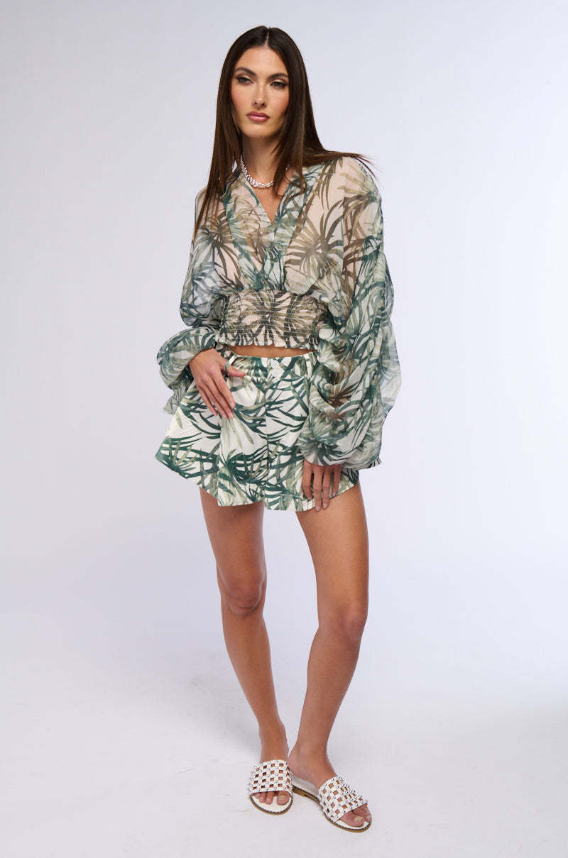 SUMMER LOVIN LEAF PRINT BLOUSE