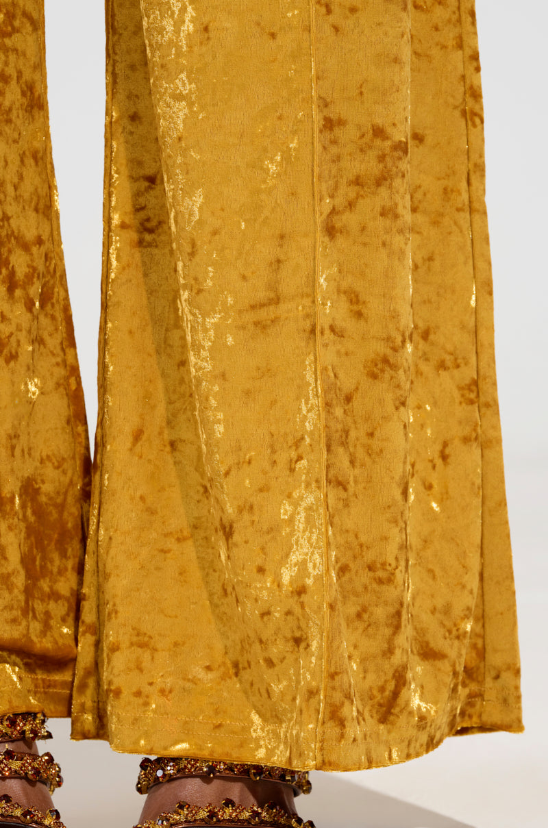 DRIPPING IN GOLD CRUSHED VELVET TROUSER