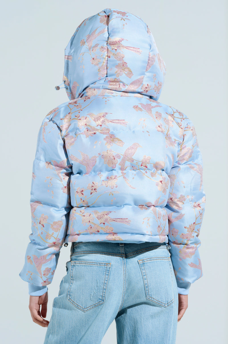 WINTER BLUES BROCADE PUFFER