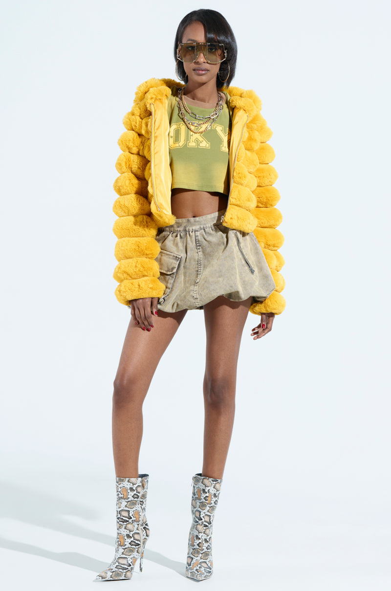 POPCORN FAUX FUR IN YELLOW