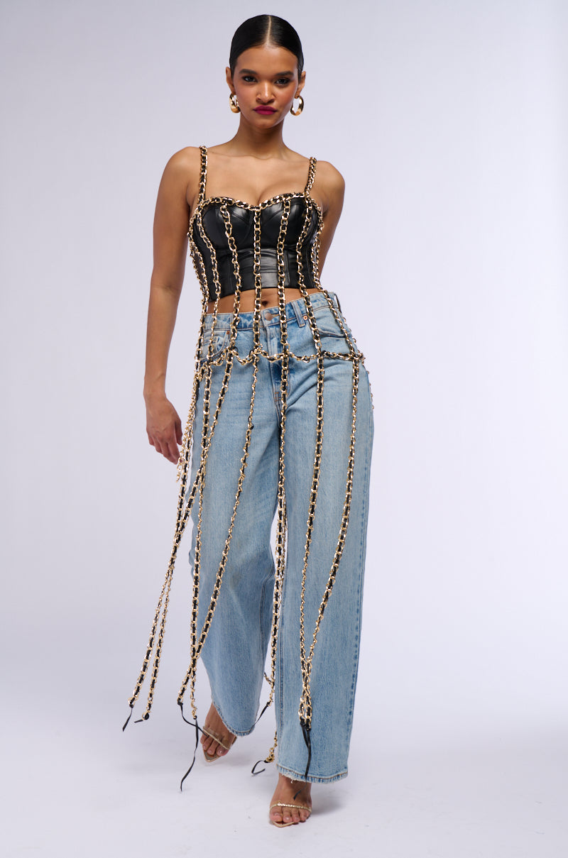 RICH ENERGY LONG CHAIN BUSTIER TOP