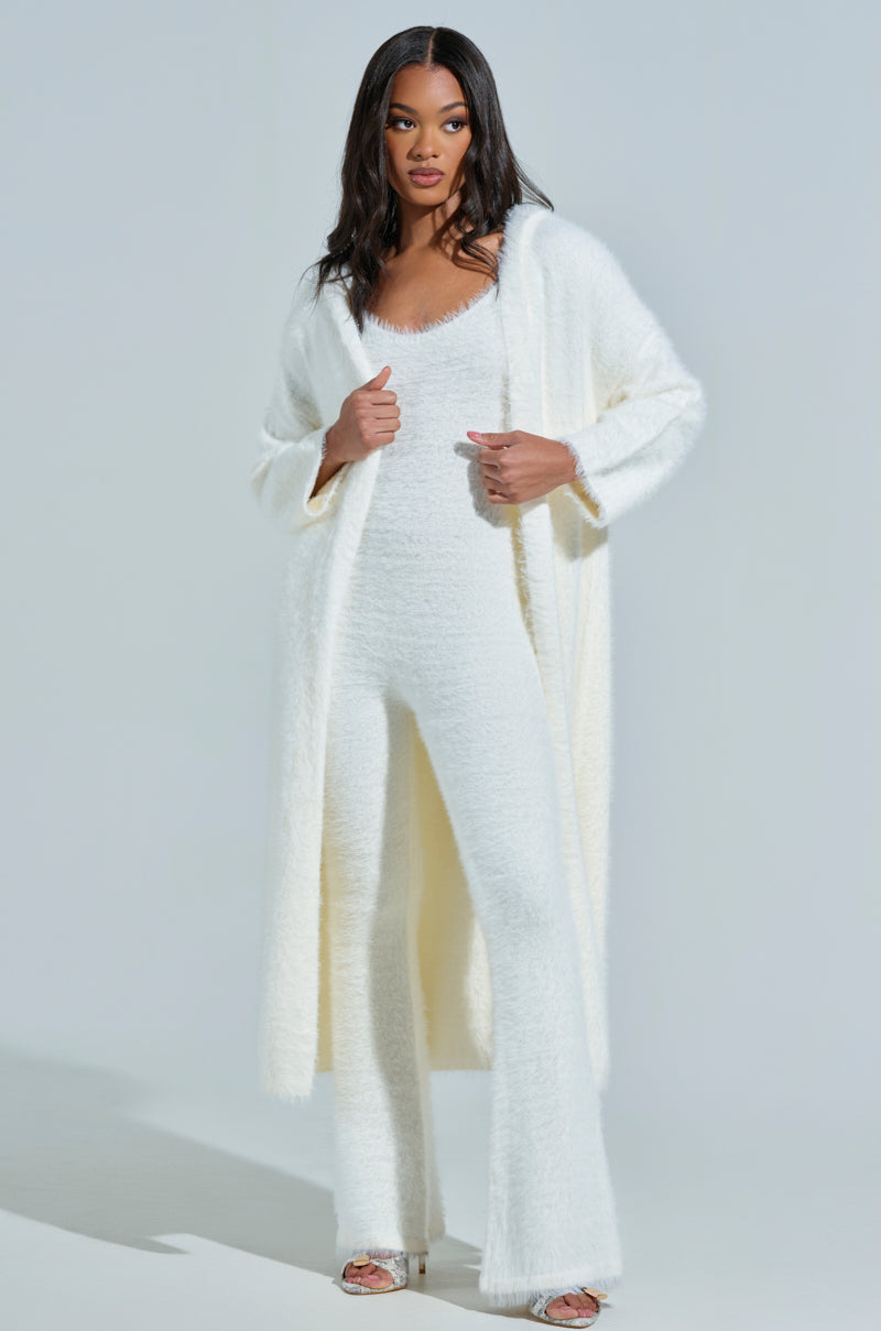 STAYING IN FUZZY KNIT JUMPSUIT