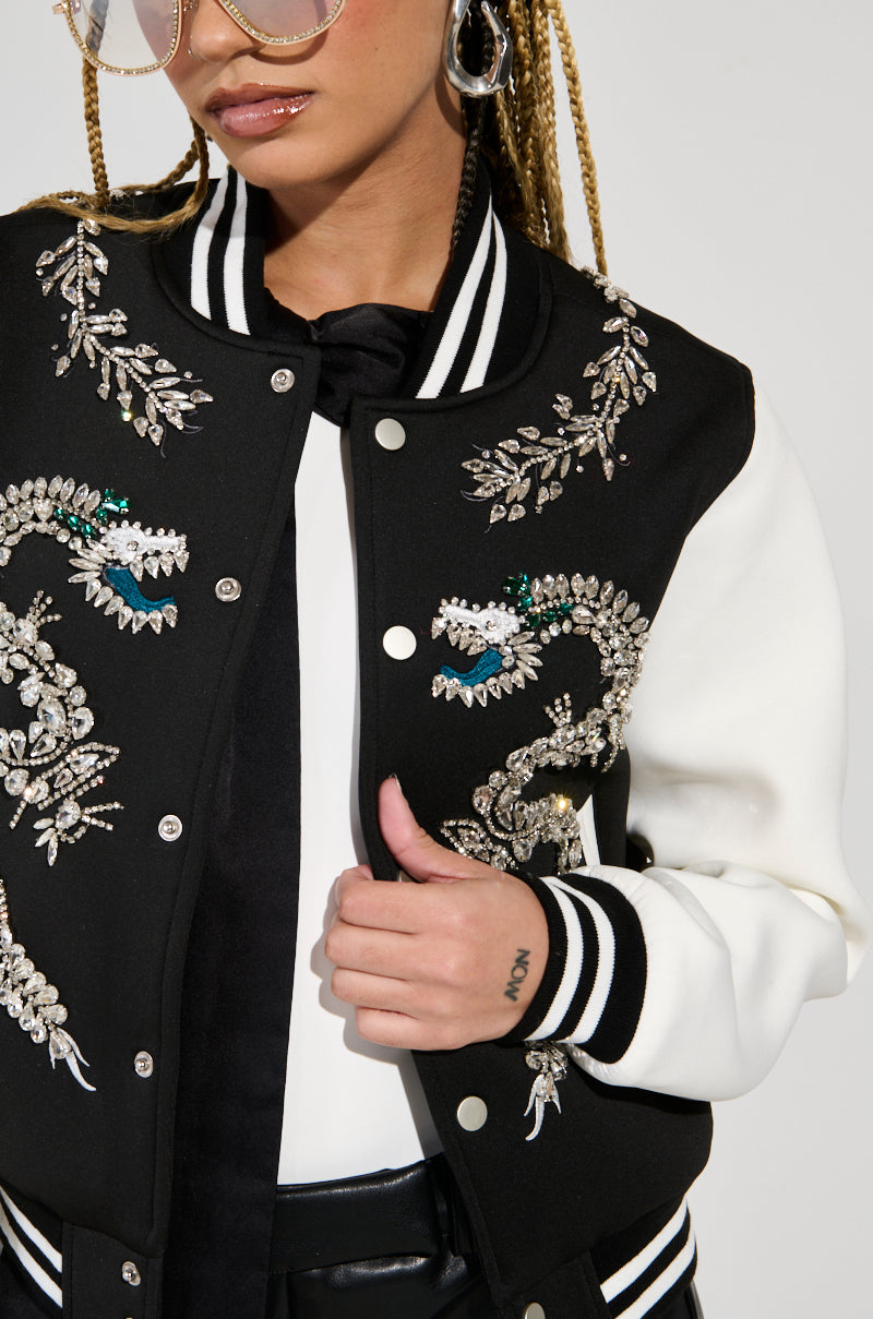 DRAGONETTE EMBELLISHED BOMBER