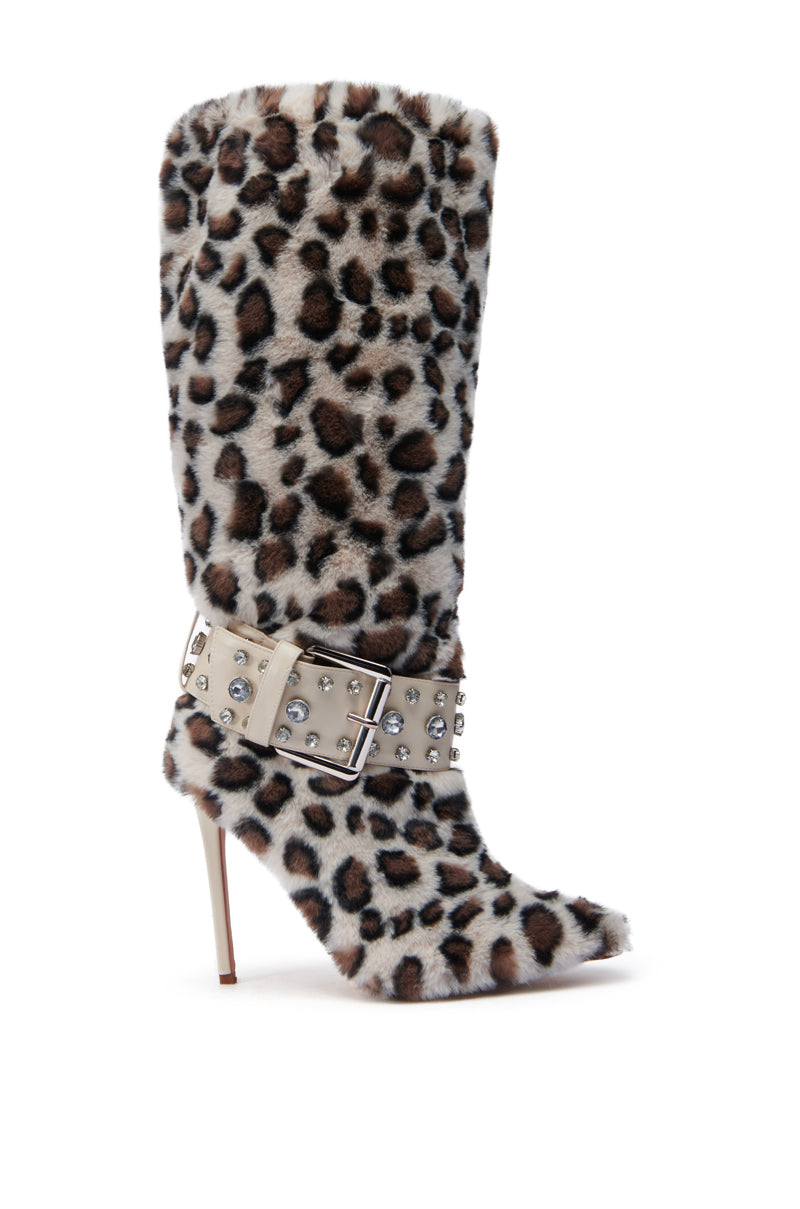 AZALEA WANG CALISTO LEOPARD EMBELLISHED BOOT