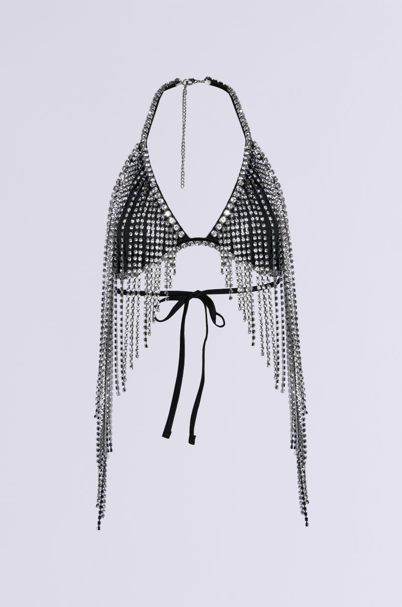 BRING THE FUN RHINESTONE FRINGE BRALETTE TOP