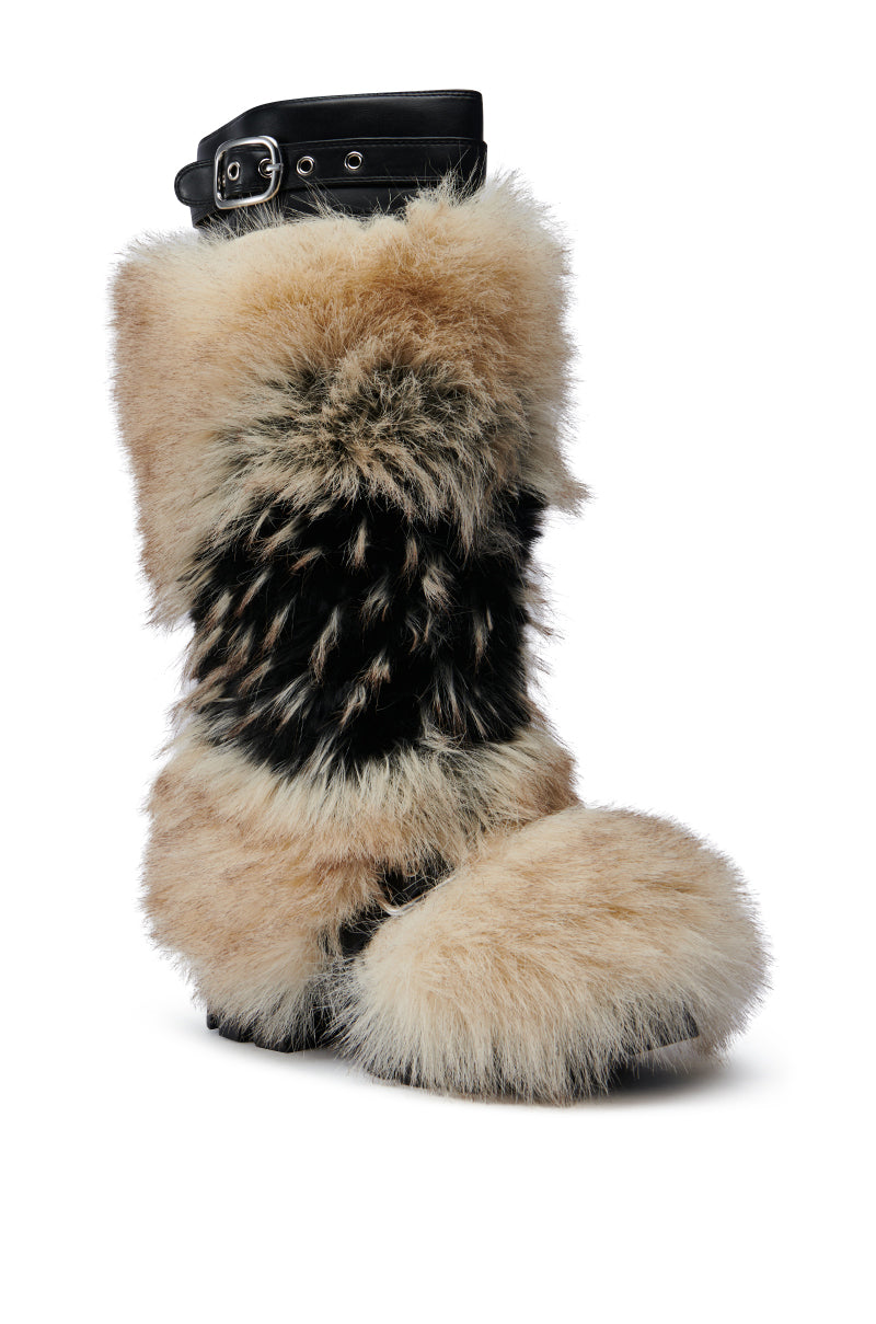 AZALEA WANG ANISA MULTI BROWN FUR FLATFORM BOOT