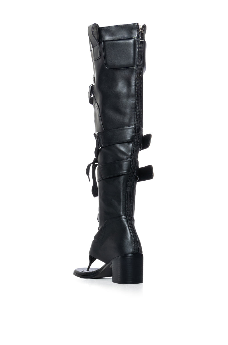 AZALEA WANG RHYSAND BLACK OPEN TOE SANDAL BOOT