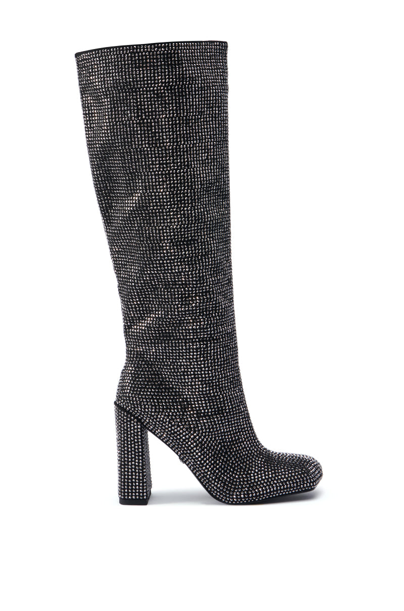 AZALEA WANG ISKANDER BLACK RHINESTONE BOOT