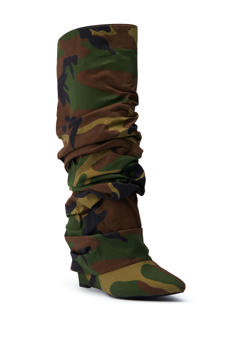 AZALEA WANG ZUMMA CAMO WEDGE BOOT