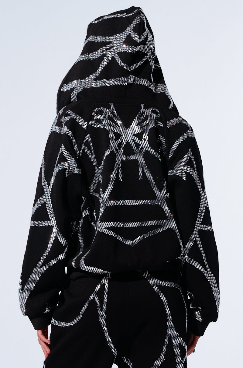 SPIDER SEQUIN DETAIL ZIP UP HOODIE