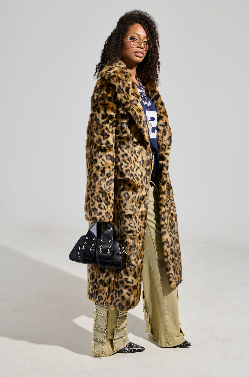 CATTY FAUX FUR LEOPARD COAT