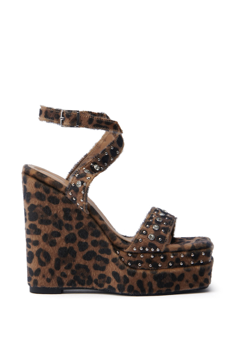 AZALEA WANG TIBIL LEOPARD WEDGE SANDAL