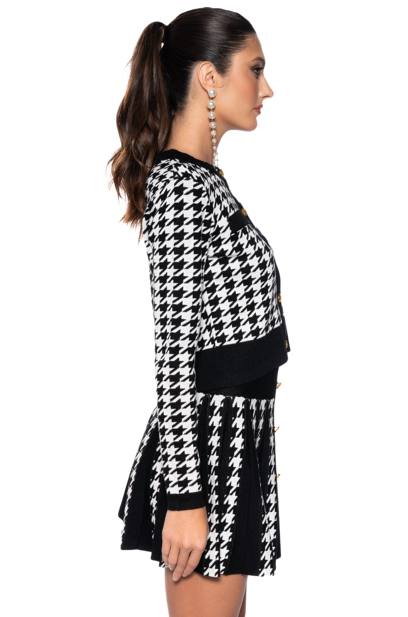 DUTCHESS HOUNDSTOOTH CARDIGAN