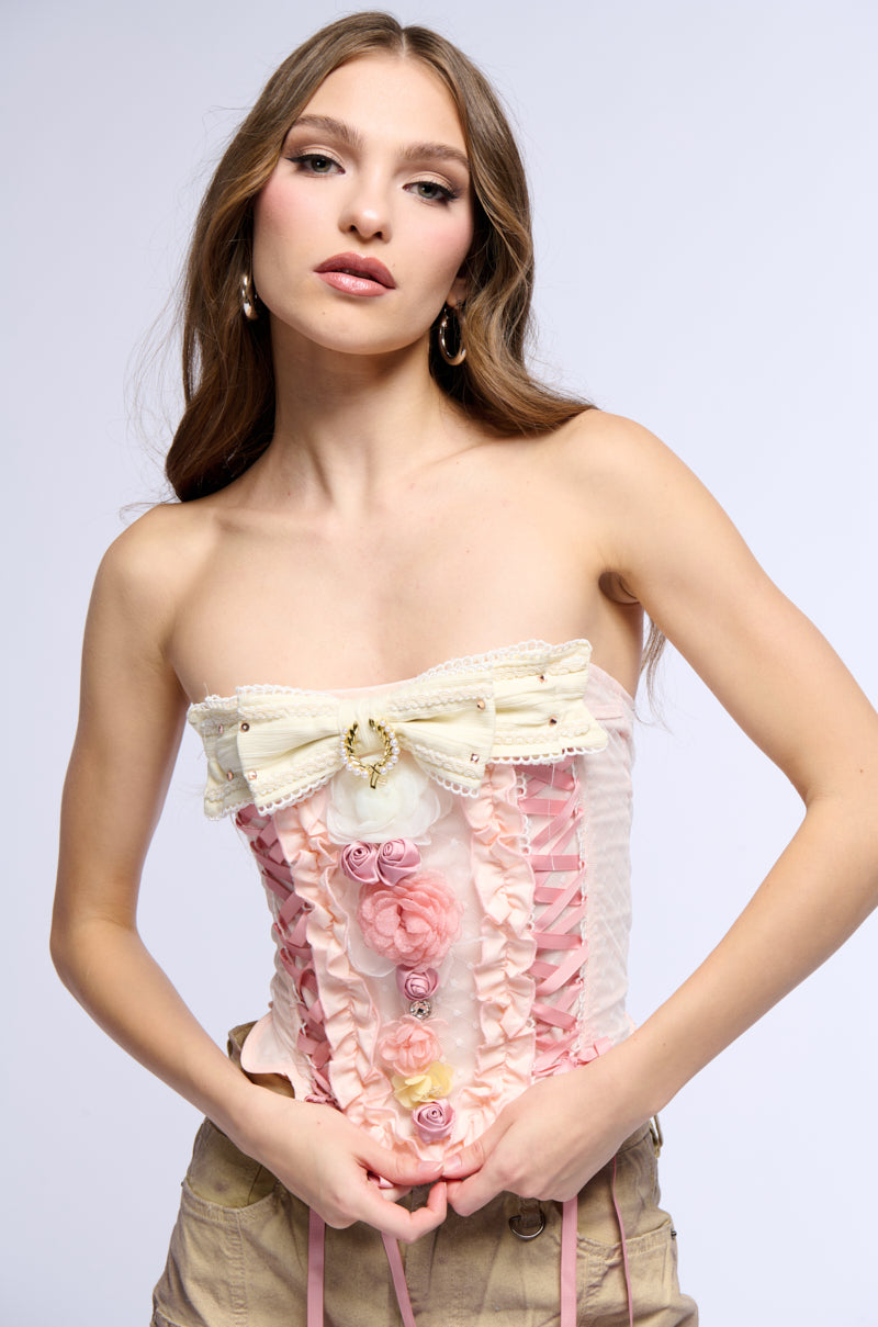 MARIE FLORAL LACE UP CORSET