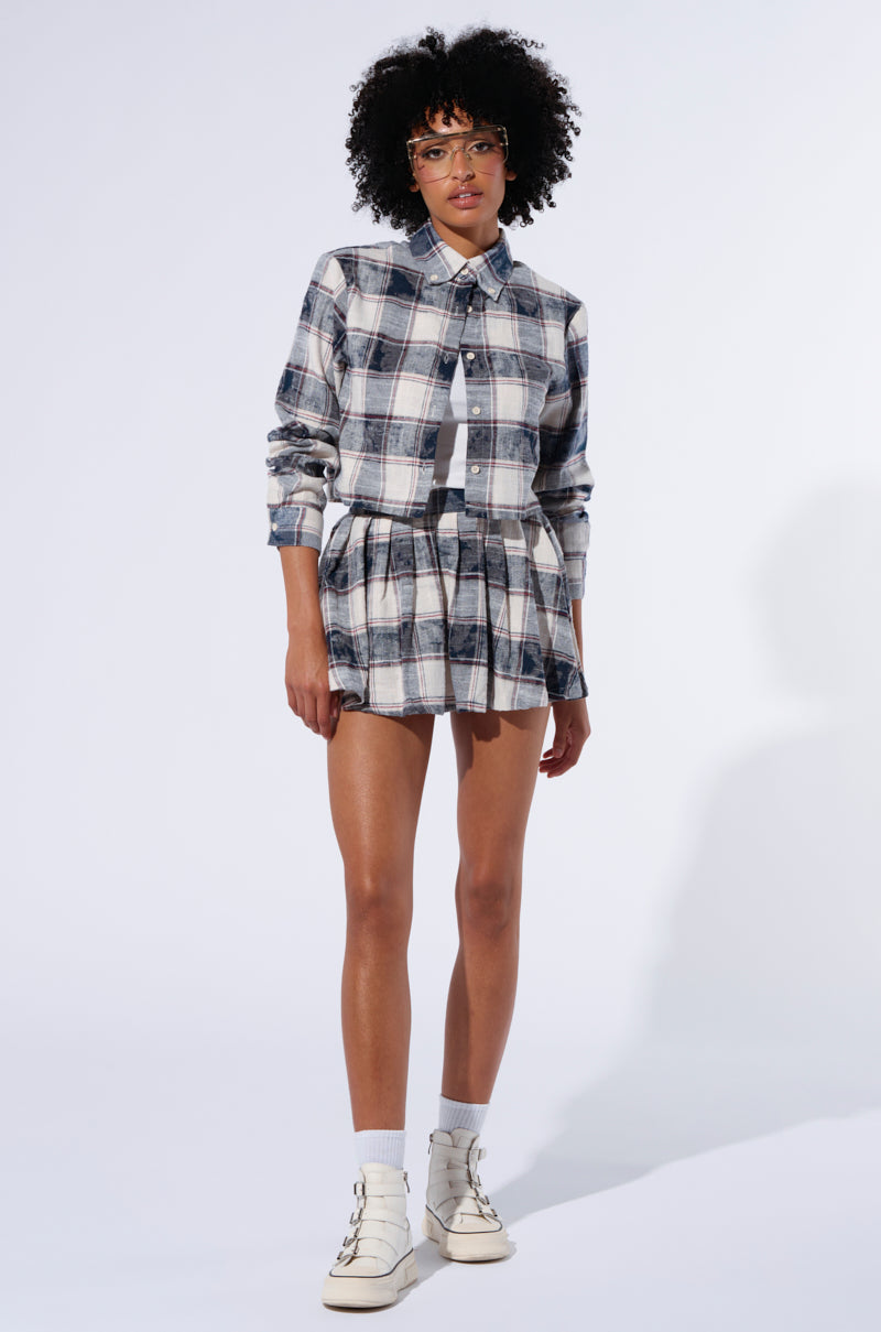 BELLA PLAID PLEATED MINI SKIRT