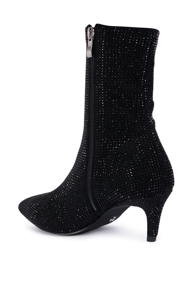 AZALEA WANG NEROLA BLACK RHINESTONE BOOTIE