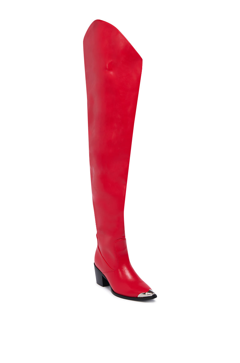 AZALEA WANG RIA OVER THE THIGH WESTERN BOOT IN RED