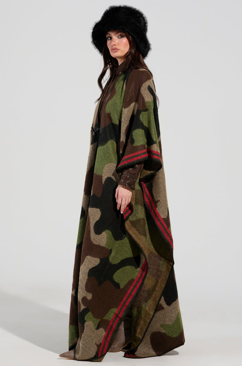 CAMO NIGHTS MAXI PONCHO