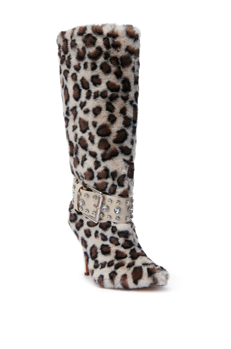 AZALEA WANG CALISTO LEOPARD EMBELLISHED BOOT