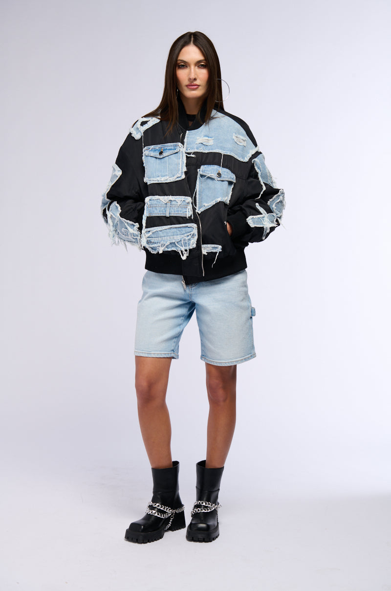 TUMI MIXED MEDIA BOMBER JACKET