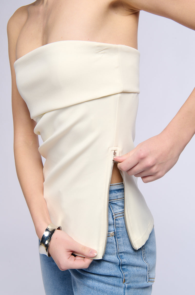 ESCADA SIDE ZIP TUBE TOP SHIRT IN WHITE