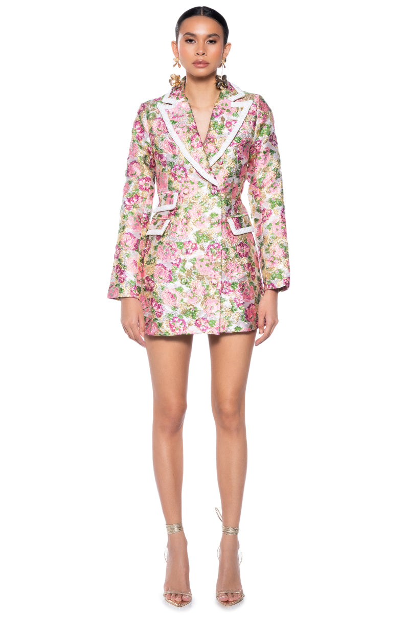 FLORAL DREAMS BROCADE SUIT DRESS