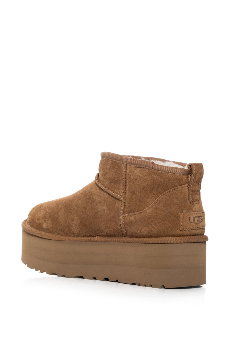 UGG CLASSIC ULTRA MINI PLATFORM BOOTIE IN CHESTNUT