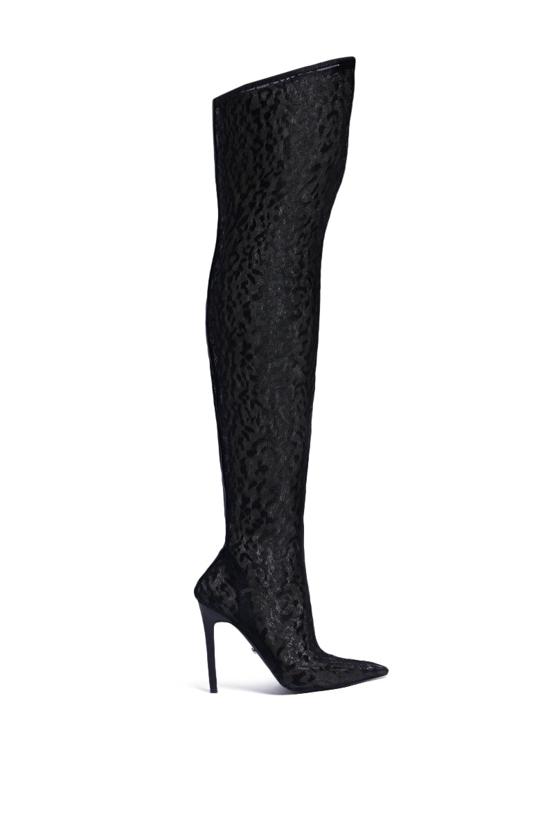 AZALEA WANG FREYJA OVER THE KNEE LACE BOOT IN BLACK