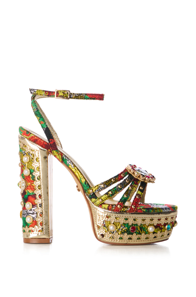 AZALEA WANG KALANI MULTI BROCADE EMBELLISHED SANDAL