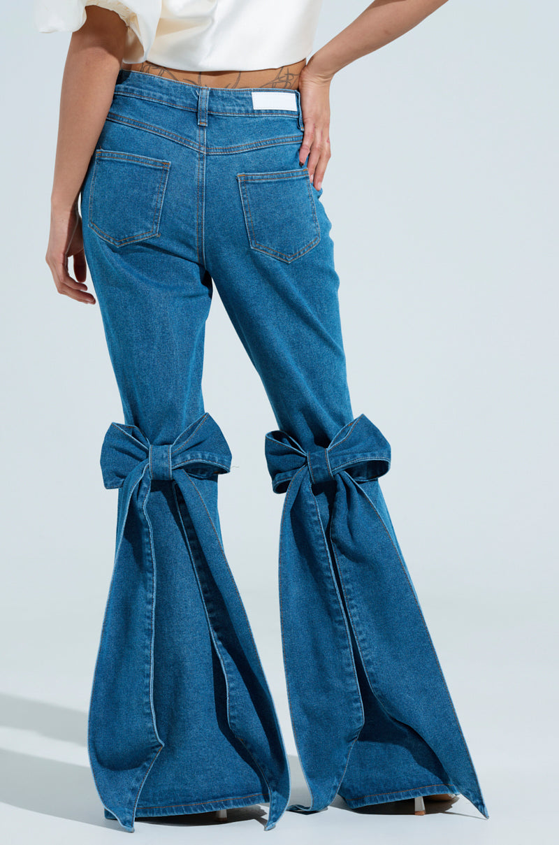 ALL TIED UP BOW FLARE JEANS