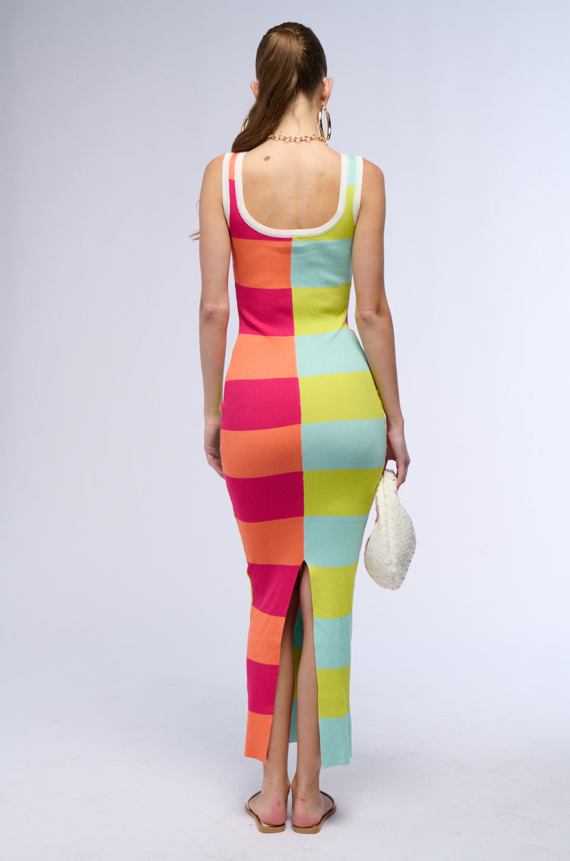 SEEING DOUBLE COLOR BLOCKED MAXI DRESS