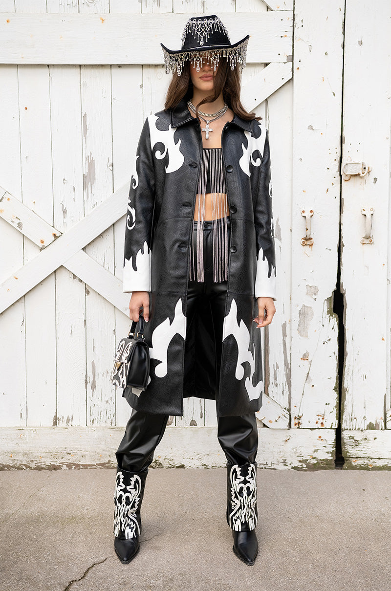 ROBOT COWGIRL PU TRENCH JACKET