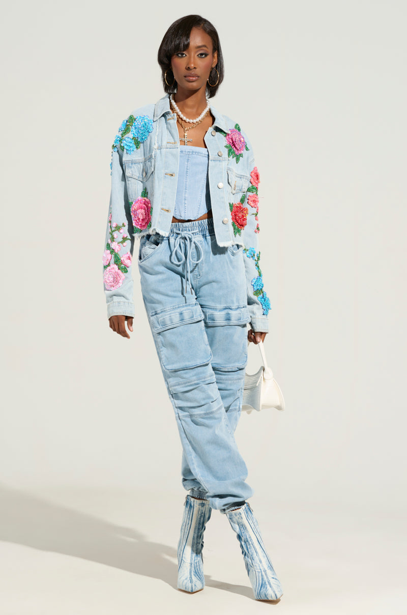 GARDEN OF EDEN EMBELLISHED DENIM JACKET