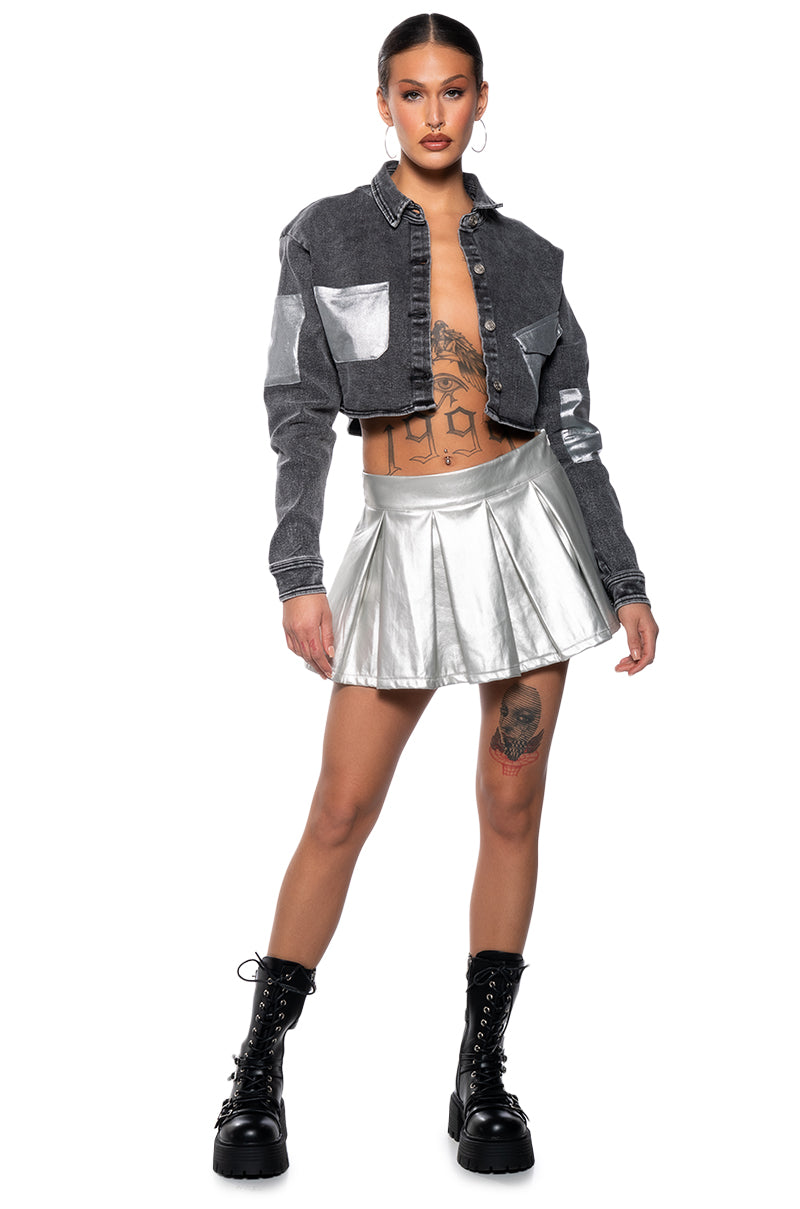 YOURS TRULY METALLIC MICRO MINI SKORT