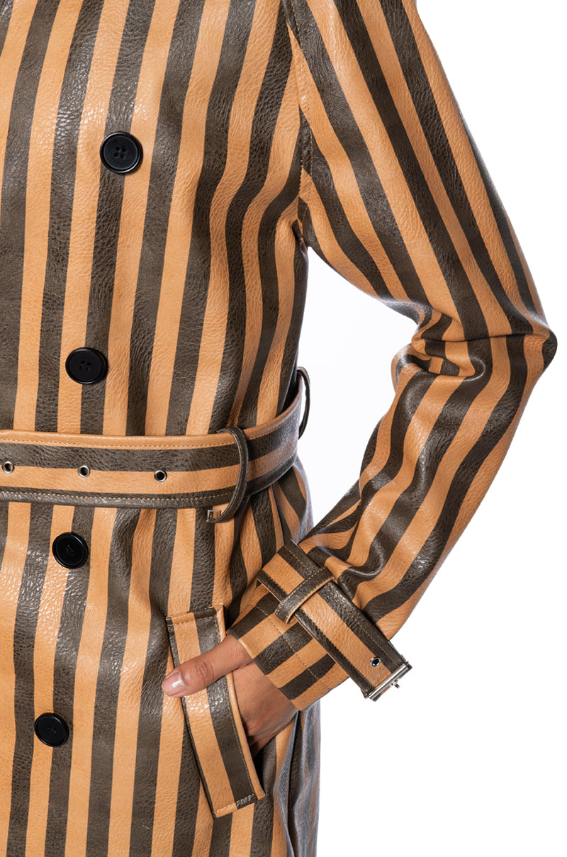 BLEEKER STREET STRIPE PU TRENCH