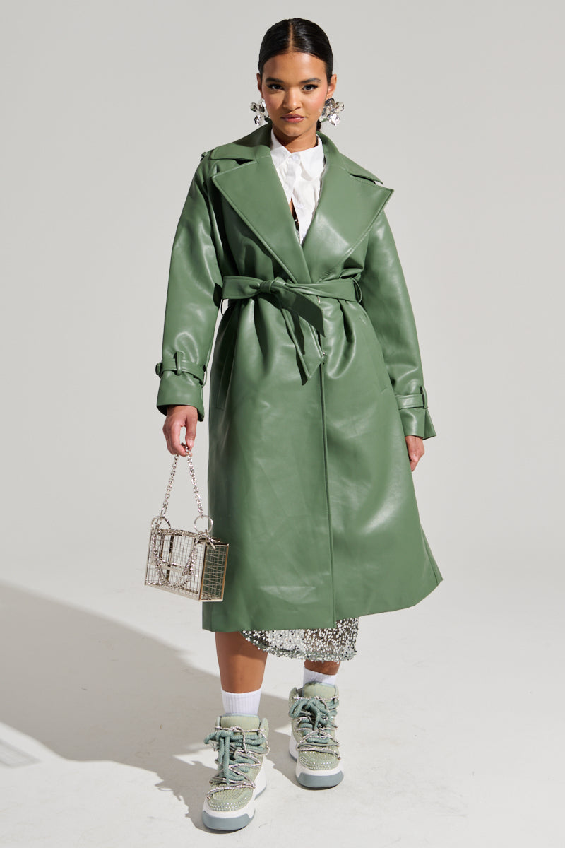 DIRTY MARTINI FAUX LEATHER TRENCH