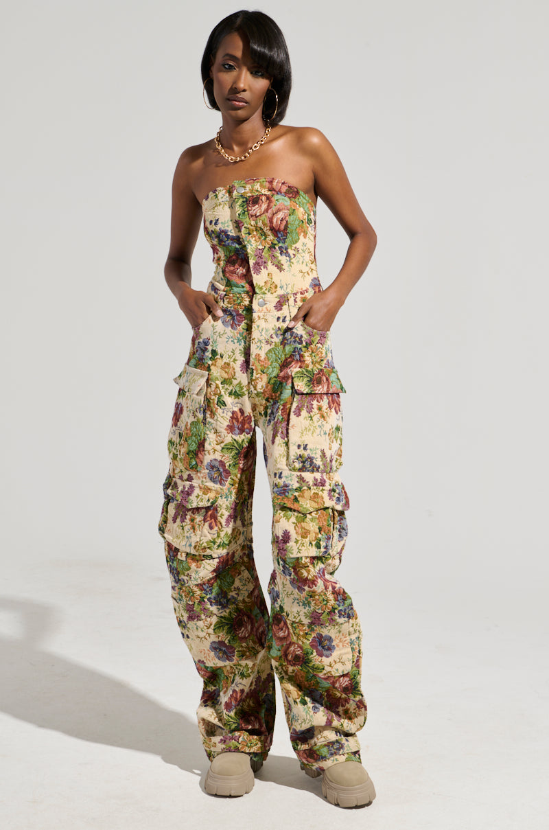 IN HER ELEMENT FLORAL WOVEN JUMPSUIT