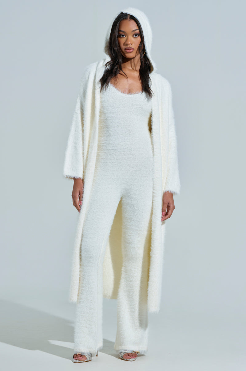 STAYING IN FUZZY KNIT JUMPSUIT