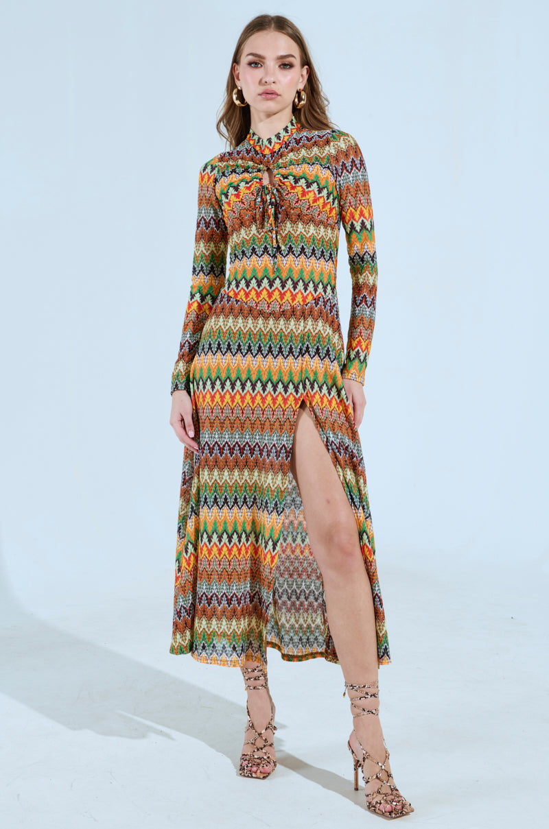 BAYLEE ABSTRACT PRINT KNIT MAXI DRESS