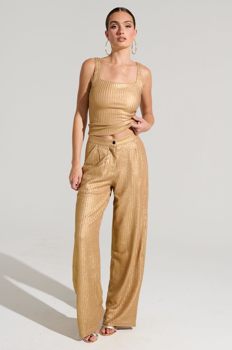 UP ALL NIGHT THINKING TROUSER IN GOLD